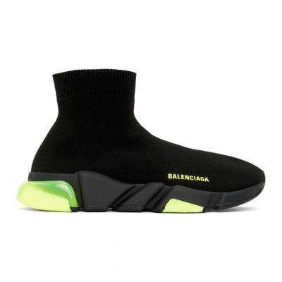 Balenciaga Black & Green Speed Clear Sole Trainers