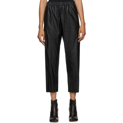Mm6 Maison Margiela Cropped Faux Leather Straight-leg Trousers In Black