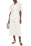 Goen J Goen.j Knotted Detail Faux-leather Shirt Top In Ivory