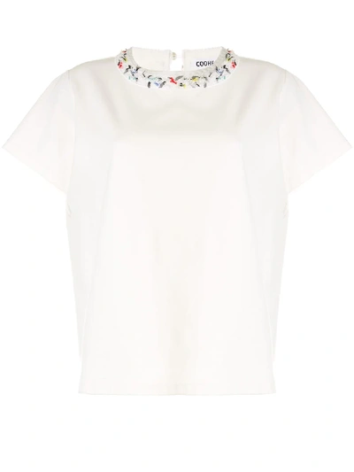 Coohem Textured Neck T-shirt In White