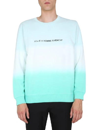 Givenchy Green Faded Effect 'studio Homme' Sweatshirt In Baby Blue