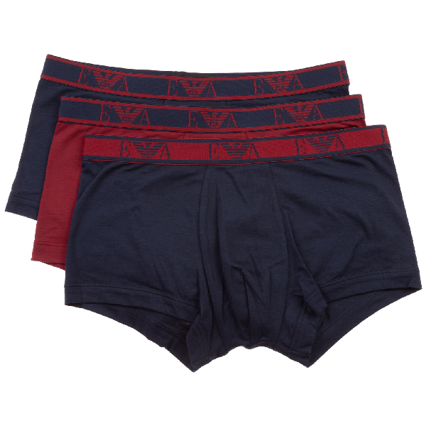 Emporio Armani Men's Underwear Boxer Shorts Tripack In Blue | ModeSens