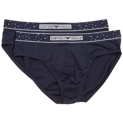 Emporio Armani Men's Underwear Briefs Bipack In Blue