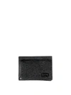 Ferragamo Gancini Leather Card Holder In Black In Black