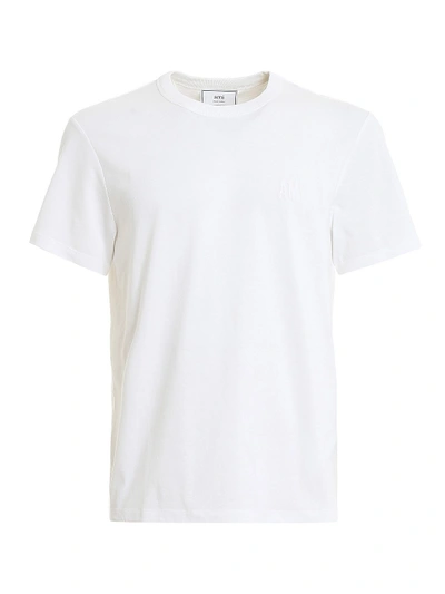 Ami Alexandre Mattiussi Logo-embroidered Cotton-jersey T-shirt In White