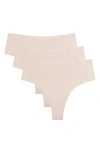 Evelyn & Bobbie 3-pack High Waist Thongs In Shell
