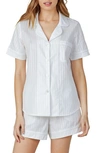 Bedhead Pajamas 3d Stripe Organic Cotton Sateen Short Pajamas In White