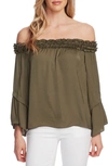 Vince Camuto Women's Bell Sleeve Off Shoulder Blouse In Fig Tree