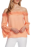 Vince Camuto Bell Sleeve Off The Shoulder Top In Orange Blossom