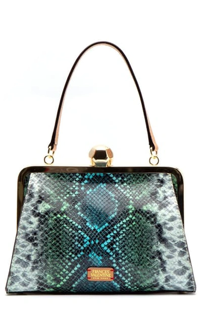 Frances Valentine Small Jackie Snake Embossed Leather Handbag In Blue/ Green