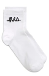 Off-white Script Short Socks In White Black
