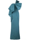 OSCAR DE LA RENTA BOW DETAIL ONE-SHOULDER TAFFETA GOWN