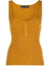 Oscar De La Renta Ribbed Vest Top In Yellow