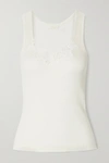 CHLOÉ GUIPURE LACE-TRIMMED RIBBED COTTON-JERSEY TANK