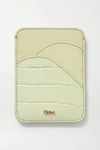 CHLOÉ WALDEN SMOOTH AND CROC-EFFECT LEATHER CARDHOLDER