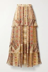 ETRO TIERED FLORAL-PRINT SILK CREPE DE CHINE MAXI SKIRT