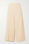 Vince Cropped Stretch-gabardine Wide-leg Pants In Cream