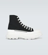 Alexander Mcqueen Tread Slick Canvas High-top Trainers In Black