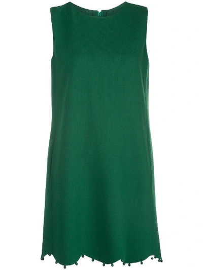 Oscar De La Renta Scalloped Hem Mini Dress In Green