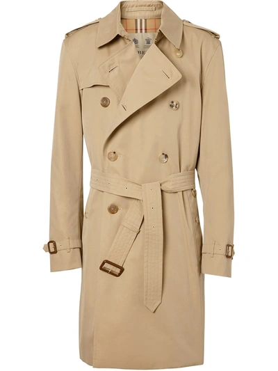 Burberry Mid-length Kensington Heritage Trench Coat In Beige