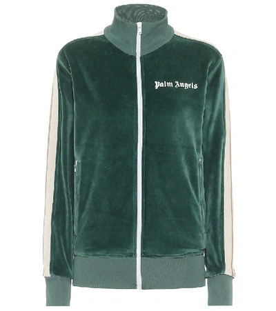 Palm Angels Chenille Track Jacket In Green