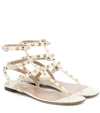 Valentino Rockstud Caged Leather Ankle Strap Sandal In White