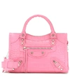 BALENCIAGA CLASSIC CITY MINI CROC-EFFECT LEATHER TOTE,P00480579