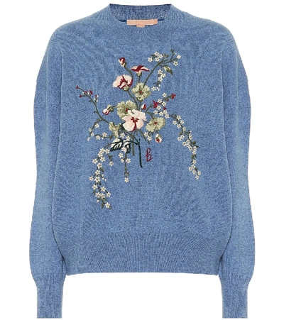 Brock Collection Rimmel Embroidered Wool And Cashmere Sweater In Blue
