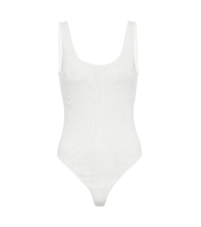 Vince Scoop Neck Thong Bodysuit In White