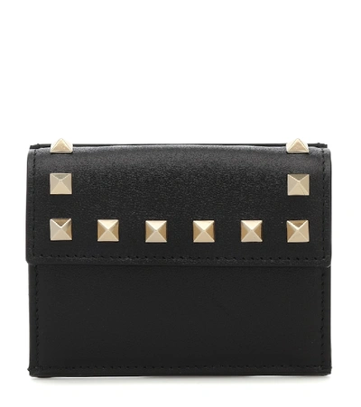 Valentino Garavani Rockstud Mini Leather Wallet In Black