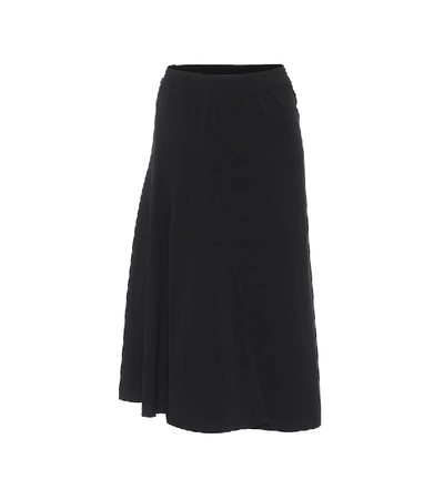 Balenciaga Stretch-cotton Midi Skirt In Black