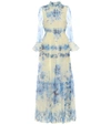 Valentino Women's Floral Silk Collared Gown In Avorio Blue