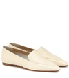 Aeyde Aurora Croc-effect Leather Loafers In White