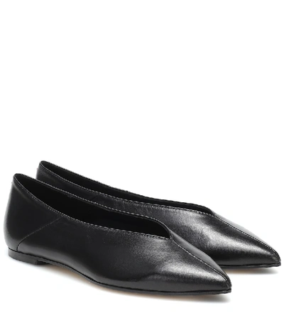 Aeyde Ida Leather Square-toe Ballerina Flats In Black