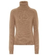 Saint Laurent Turtleneck Wool Sweater In Brown