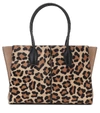TOD'S HOLLY MEDIUM LEOPARD-PRINT SUEDE TOTE,P00495120