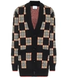 BURBERRY CHEQUER WOOL-BLEND CARDIGAN,P00495256