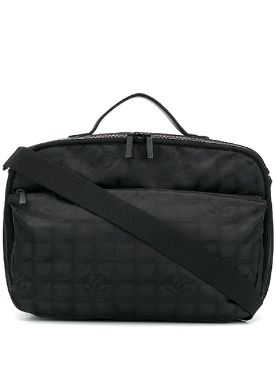 Pre-owned Chanel Logo Stitch Holdall In Black