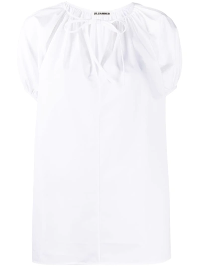 Jil Sander Cap Sleeve Cut-out Detail Blouse In White