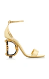 Dolce & Gabbana Sculpted-heel Metallic Leather Sandals In Gold