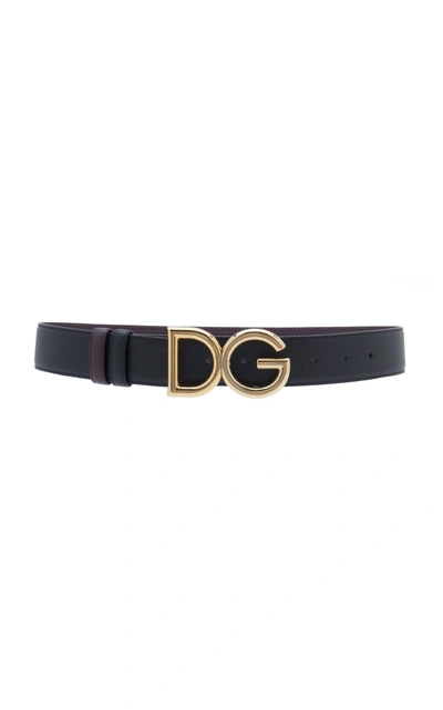 Dolce & Gabbana In The Wood Reversible Leather Belt In Black