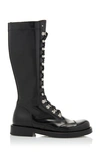 DOLCE & GABBANA LACE-UP LEATHER KNEE BOOTS,821756