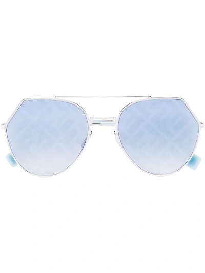 Fendi Silver Tone Aviator Sunglasses
