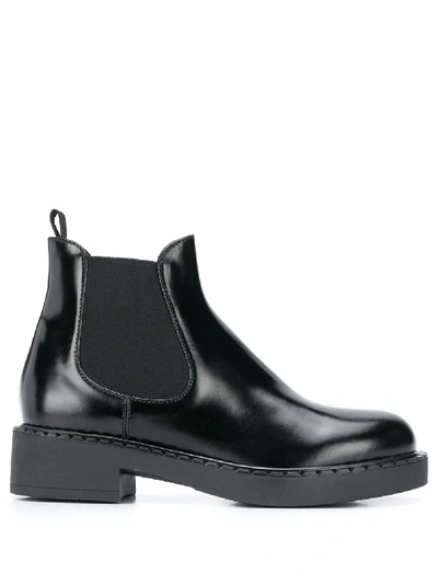 Prada Patent-leather Ankle Boots In Schwarz