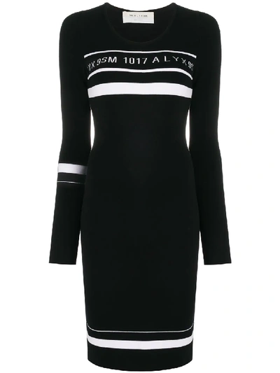 Alyx Intarsia Logo Stretch Knit Mini Dress In Black,white