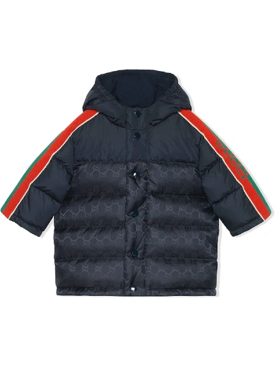 Gucci Baby Gg Nylon Down Jacket In Blue