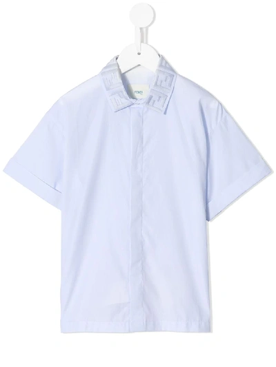 Fendi Kids' Ff Collar Shirt In Blue