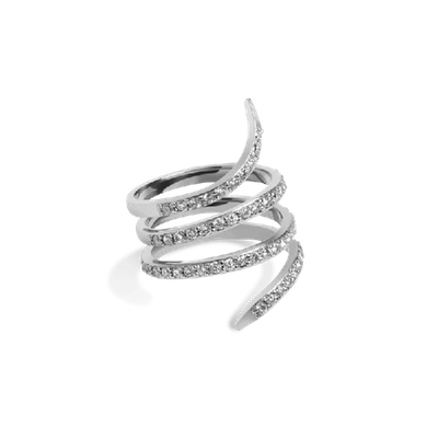 Aurate Diamond Snake Ring In Gold/ White