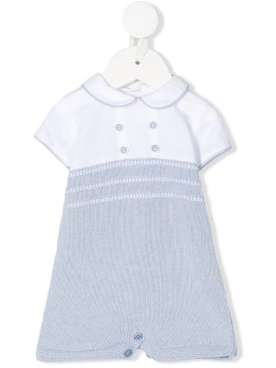 Paz Rodriguez Babies' Spread-collar Fine-knit Romper In White