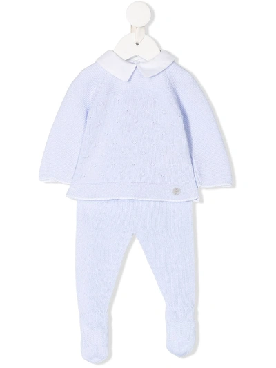 Paz Rodriguez Babies' Fine-knit Two-piece Set In Blue